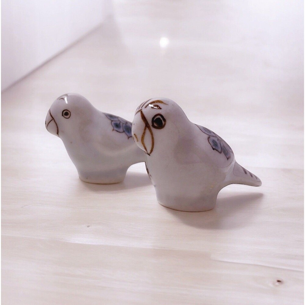 2 Folk Art Small Mexican Bird Vintage Tonala Figurine Signed Hand Painted Mexico